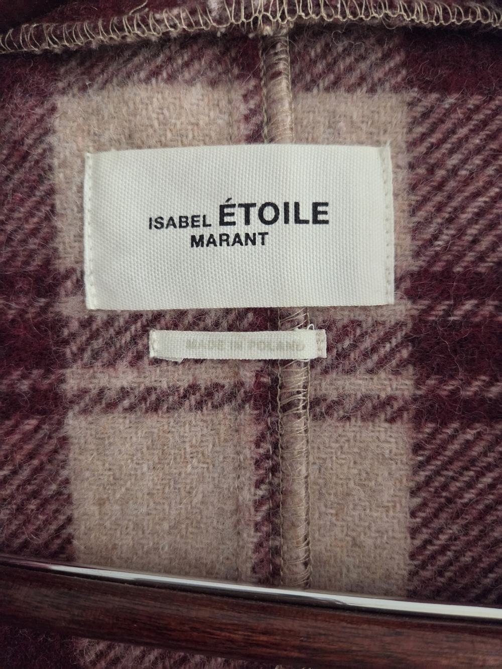 Isabel Marant Étoile burgundy and beige plaid wool-blend wrap jacket